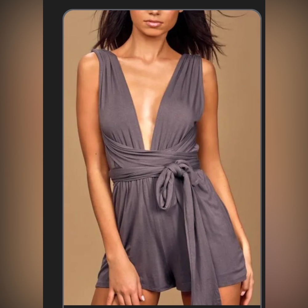 Elegant Deep V-Neck Tie Romper